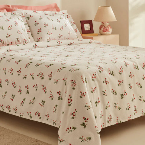 Karaca Silvie 100% Cotton Duvet Cover Set, Double, Red