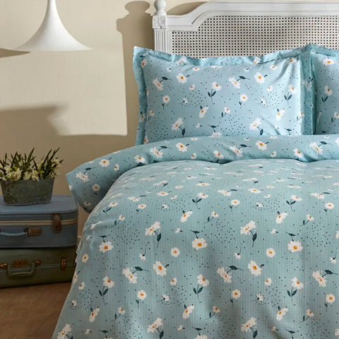 Karaca Daisy 100% Cotton Bedding Set, Double, Mint