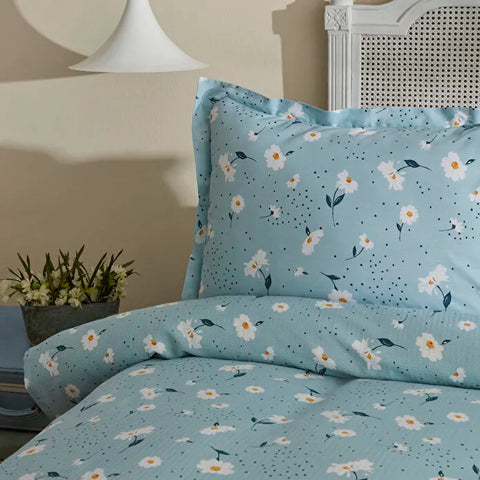 Karaca Daisy 100% Cotton Bedding Set, Double, Mint