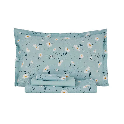 Karaca Daisy 100% Cotton Bedding Set, Double, Mint