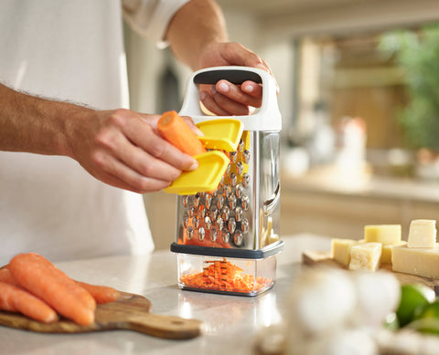 Joseph Joseph Multi-Grip Box Grater with Precision Food-Grip, Grey Yellow