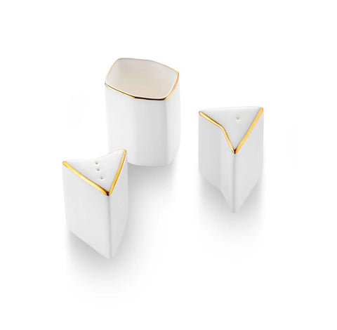 Jumbo Bone China Fold 58-Piece Dinner Set for 12 People, Gold