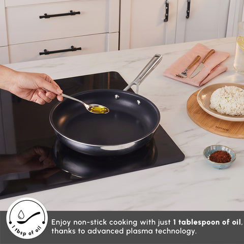 Karaca Plasma Steel 3Ply 7-Piece Non-Stick Induction Cookware Set, Silver