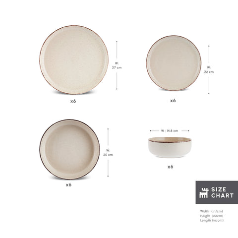 Karaca Hekka 24-Piece Stoneware Dinner Set for 6 People, Beige