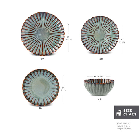 Karaca Earth Collection Cora Reactive Glaze 24-Piece Stoneware Dinner Set for 6 People, Multi