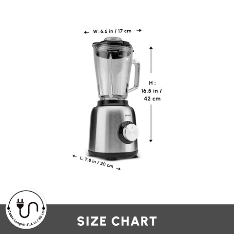 Karaca Inox Smoothie Blender, 1,5L, 1000W, Inox