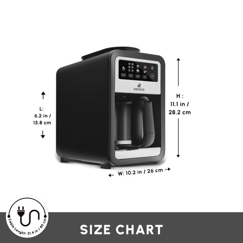 Karaca Grindbrew Pro Filter Coffee Machine with Built-in Grinder, 0,85L, 640W, Inox