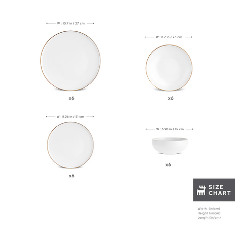 Karaca Stream Bone China Meridian 24-Piece Dinner Set for 6 People, Gold