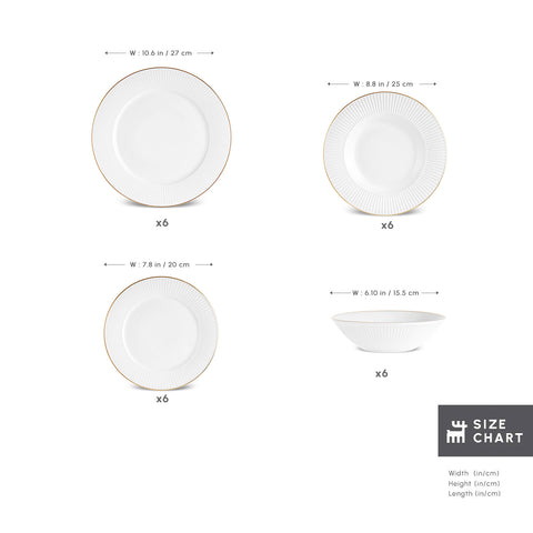 Karaca Stream Bone China Massimo 24-Piece Dinner Set for 6 People, Gold