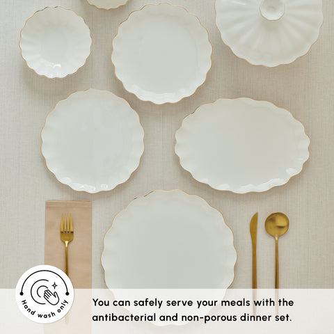 Karaca Fine Pearl Extra Shell 55-Piece Dinner Set for 12 People, Gold