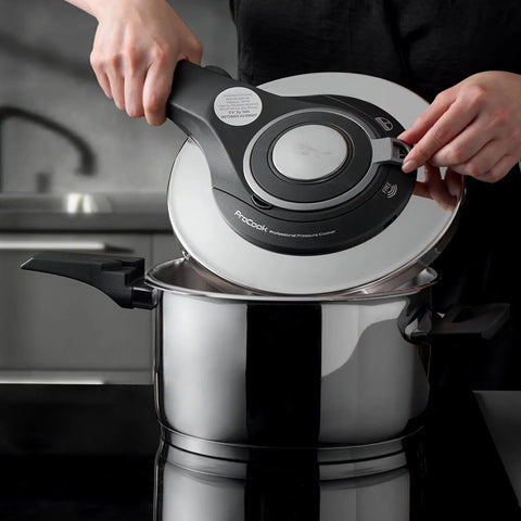 Jumbo Procook 4-Piece 4+6 L Stainless Steel Pressure Cooker, Silver