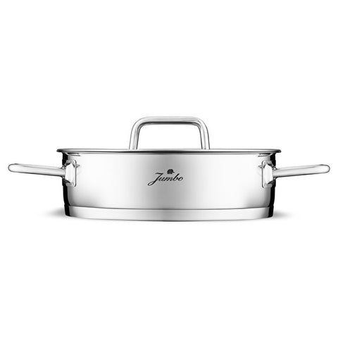 Jumbo New Assos 6-Piece Stainless Steel Frying Pan Set, Silver