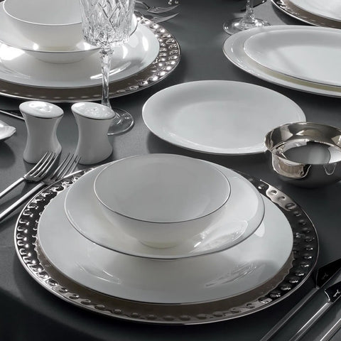 Jumbo Bone China Silva 61-Piece Dinner Set for 12 People, Platin