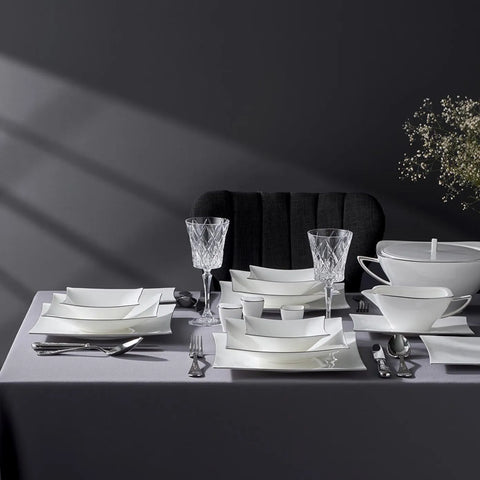 Jumbo Bone China Wind Platin 64-Piece Dinner Set for 12 People, Platin
