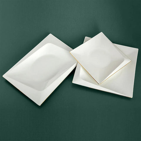 Jumbo Bone China Fold 58-Piece Dinner Set for 12 People, Gold