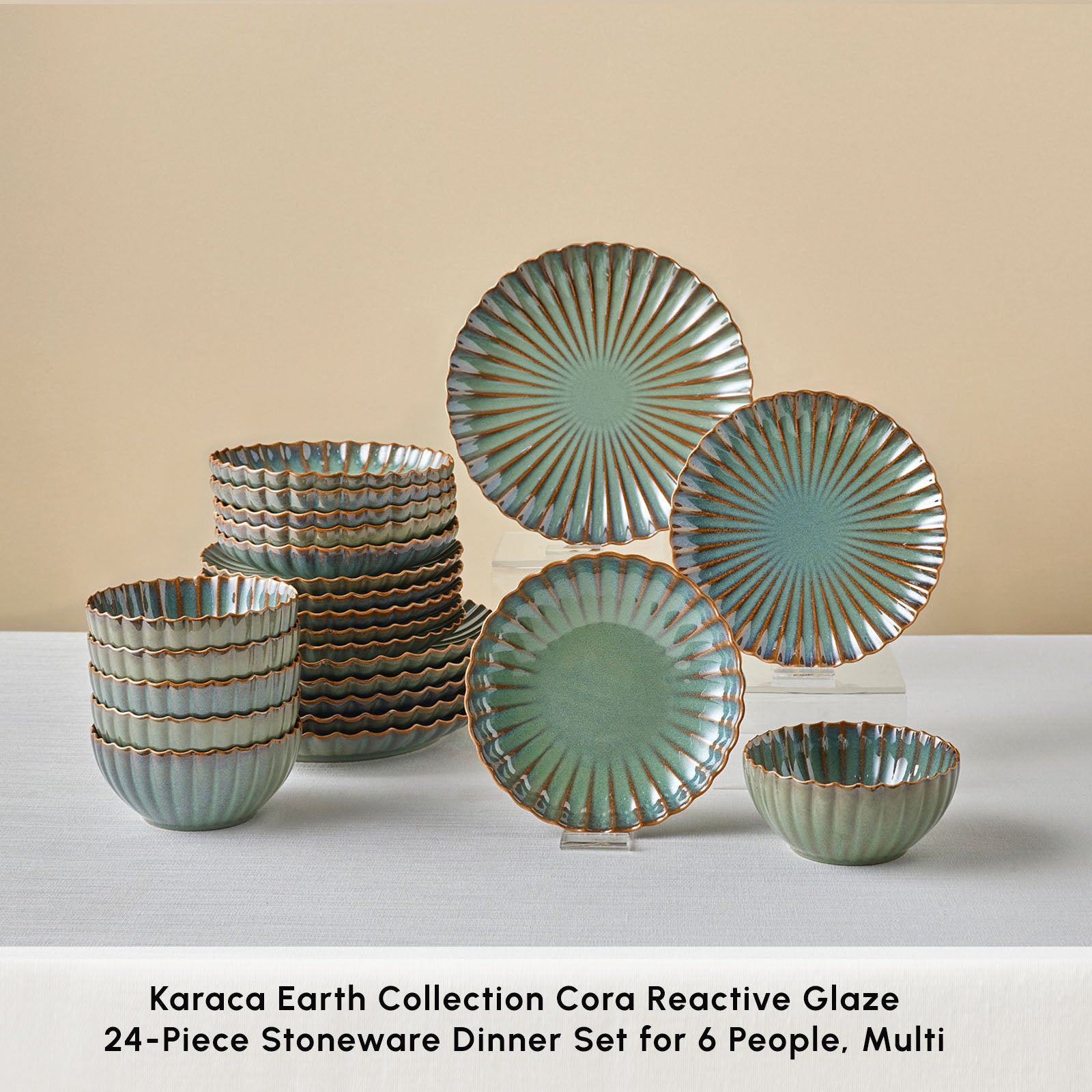 Karaca Earth Collection Cora Reactive Glaze 24-Piece Stoneware Dinner