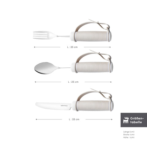 Karaca For All Easy-Grip 3-Piece Stainless Steel Cutlery Set, Beige