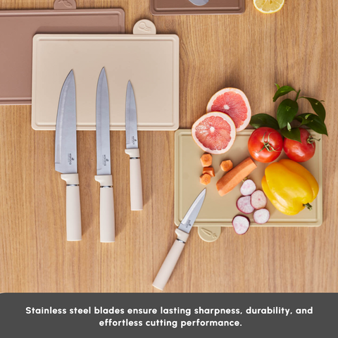 Karaca Chef’s Harmony 10-Piece Knife & Chopping Board Set, Beige