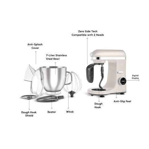 Karaca Mastermaid Chef Ultra Digital Stand Mixer, 7L, 2000W, Starlight
