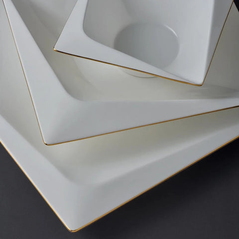 Jumbo Bone China Fold 58-Piece Dinner Set for 12 People, Gold