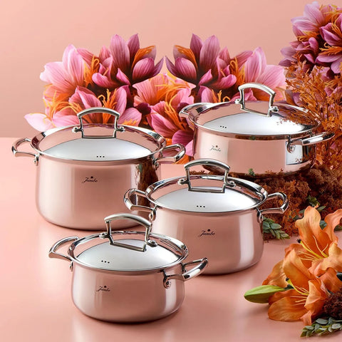 Jumbo Flame 8-Piece Stainless Steel Induction Cookware Set, Silver