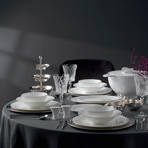 Jumbo Bone China Silva 61-Piece Dinner Set for 12 People, Platin