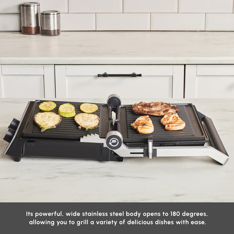 Karaca Nova Grill 6-Slice Capacity Stainless Steel Contact Grill and Sandwich Toaster with Timer, 2000W, Inox