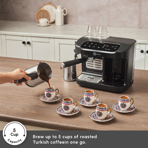 Karaca Hatır Perfetto Espresso and Turkish Coffee Machine, 1900W, 1,8L, Inox