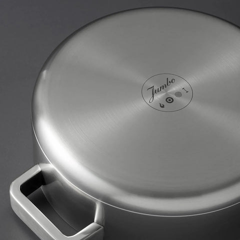 Jumbo Monaco 8-Piece 3ply Stainless Steel Induction Cookware Set, Silver