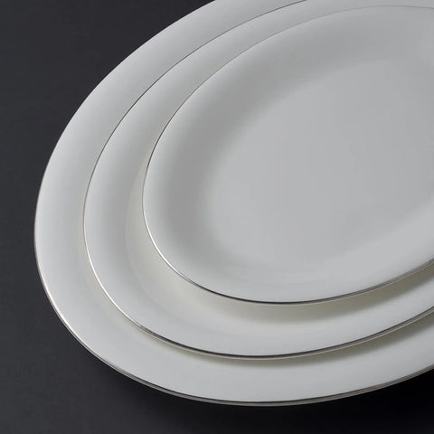 Jumbo Bone China Silva 61-Piece Dinner Set for 12 People, Platin