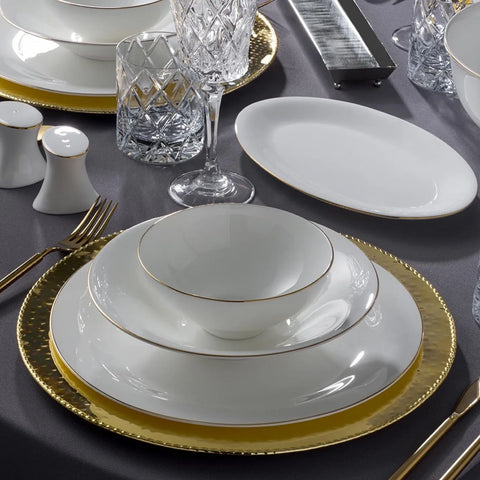 Jumbo Bone China Golda 61-Piece Dinner Set for 12 People, Gold