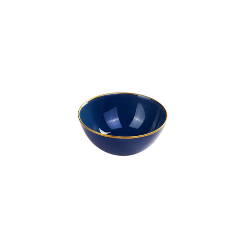 Karaca Retro Glass Snack Bowl, 12.5cm, Navy Blue Gold