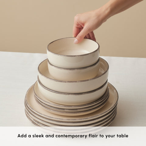 Karaca Hekka 24-Piece Stoneware Dinner Set for 6 People, Beige