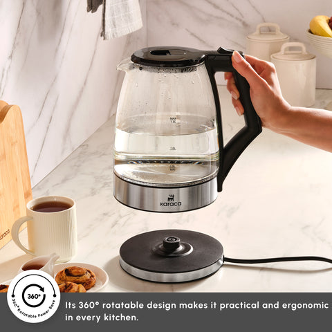 Karaca Glacia Glass Kettle, 2200W, 1,8L, Clear