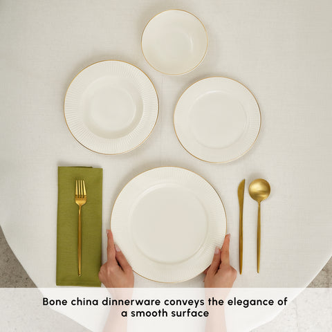 Karaca Stream Bone China Massimo 24-Piece Dinner Set for 6 People, Gold