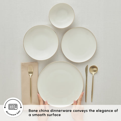 Karaca Stream Bone China Meridian 24-Piece Dinner Set for 6 People, Gold