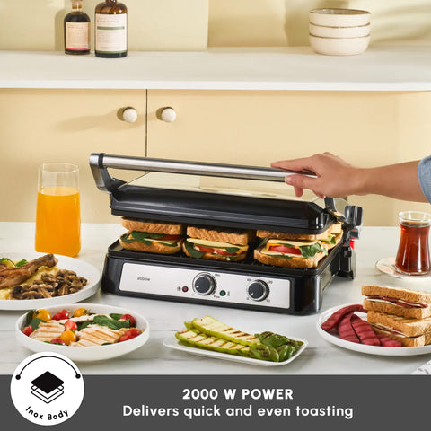 Karaca Toastmate Sandwich Toaster and Grilling Machine, 2000W, Inox