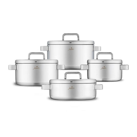 Jumbo Monaco 8-Piece 3ply Stainless Steel Induction Cookware Set, Silver