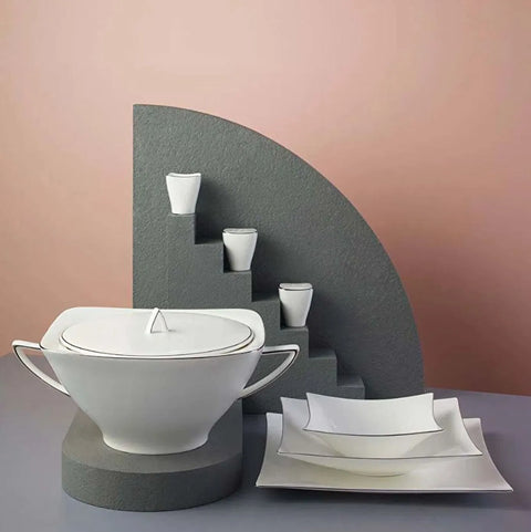 Jumbo Bone China Wind Platin 64-Piece Dinner Set for 12 People, Platin