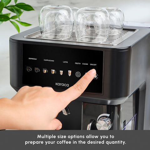 Karaca MyCaffe Barista S10 Espresso, Latte & Cappuccino Coffee Machine with Integrated Milk Tank, 1,8L, 1350W, Matte Black