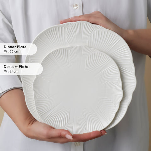 Karaca Bloom Bone China 24-Piece Dinner Set for 6 People, White