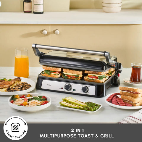 Karaca Toastmate Sandwich Toaster and Grilling Machine, 2000W, Inox