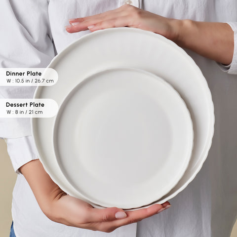 Karaca Stream Bone China Pumpkin 24-Piece Dinner Set for 6 People, White