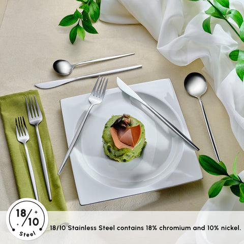 Karaca Orion Silver 60-Piece Stainless Steel Cutlery Set for 12 People, Silver