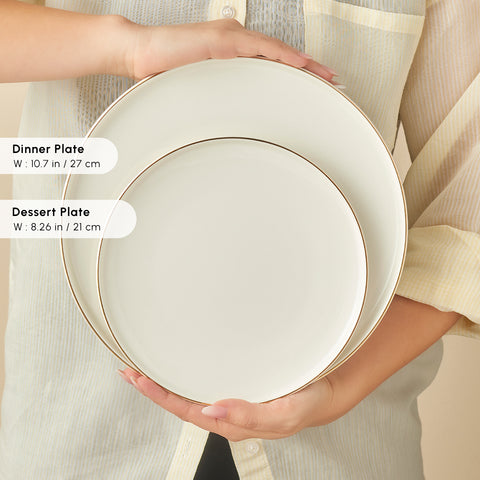 Karaca Stream Bone China Meridian 24-Piece Dinner Set for 6 People, Gold