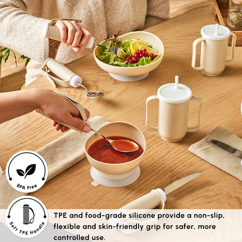 Karaca For All Easy-Grip 3-Piece Stainless Steel Cutlery Set, Beige
