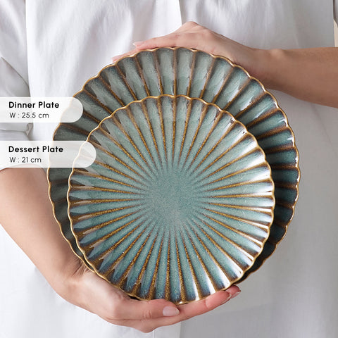 Karaca Earth Collection Cora Reactive Glaze 24-Piece Stoneware Dinner Set for 6 People, Multi