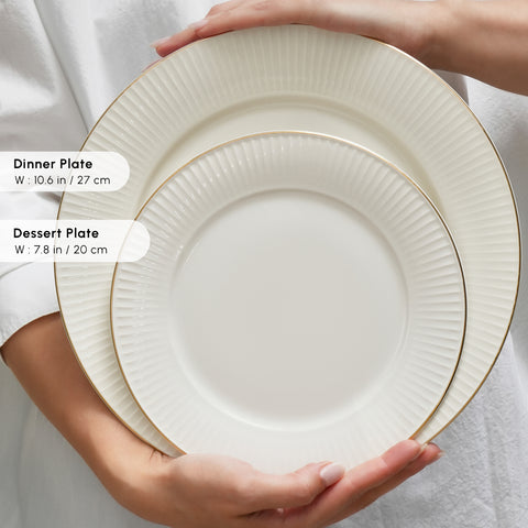 Karaca Stream Bone China Massimo 24-Piece Dinner Set for 6 People, Gold
