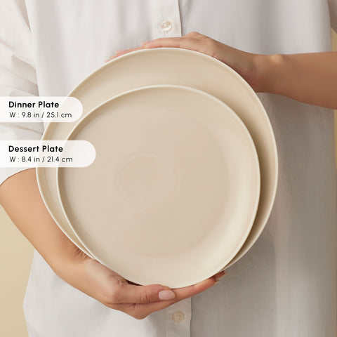 Karaca Earth Collection Rise Porcelain 55-Piece Dinner Set for 12 People, Cream