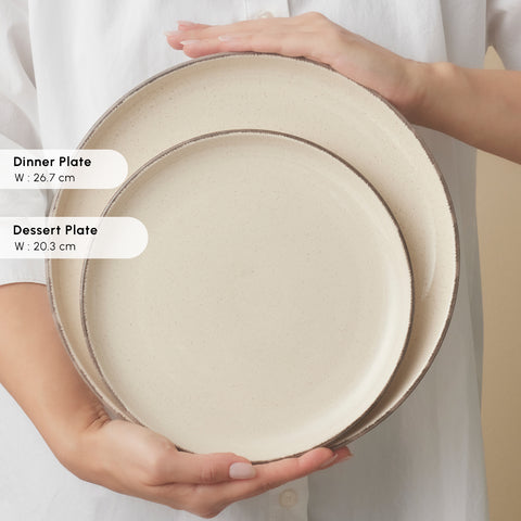 Karaca Monica 24-Piece Stoneware Dinner Set for 6 People, Beige